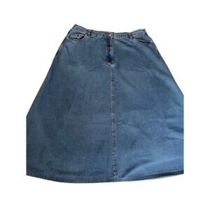 90s A-line blue jean denim midi skirt Roamans size 18 classic casual pockets